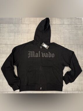 NEW Heavyweight FXN French Terry MALVADO Black Full Zip Hoodie Medium